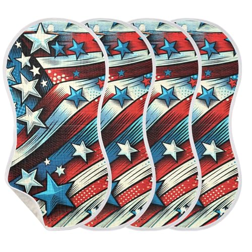 2 Pack Happy Independence Day Muslin Burp Cloths Cotton Absorbent Baby Burping Rags for Boys Girls Soft Newborn Burp Bibs, 22 x 11 Inch3