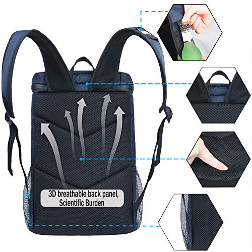 Image of FORICH Soft Insulated Waterproof Backpack Cooler Bag Leak Proof Portable Cooler for Work Lunch Travel Beach Camping Hiking Picnic Fishing Beer - Blue