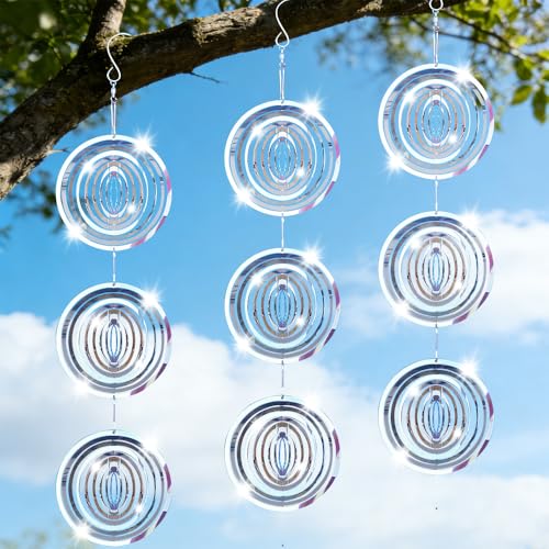 3 Stück Reflektierende Taubenabwehr 3D Windspiel aus Edelstahl zur Vogelabwehr Windspiel Metall Hängend Windspiele für Den Garten für Balkon Garten Teich Vogelschreckscheiben Effektive Tauben
