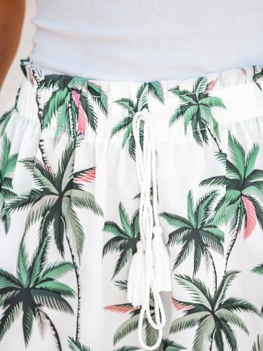 CUPSHE Womens Summer Beach Shorts High Waist Drawstring Wide Leg Printed Casual Shorts with Pockets3