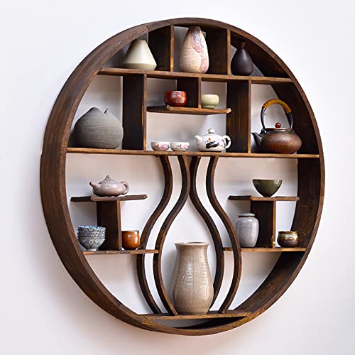 Estante de madera antigua para tetera de pared, estante de exhibición de 120 cm con adornos decorativos para decoración del hogar, para los amantes del té
