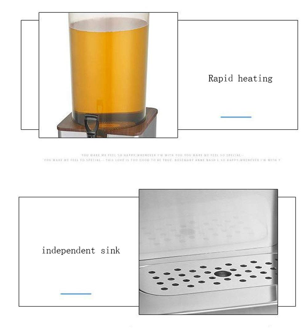 Dispensador Bebidas, dispensador Zumo con calefacción eléctrica para Tiendas té con Leche y hoteles, dispensador Bebidas Acero Inoxidable con Barril Aislado.
