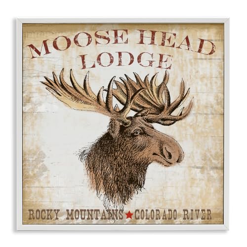 Rustic Moose Lodge Wildlife, 17 x 17 Inch Framed Giclée Print