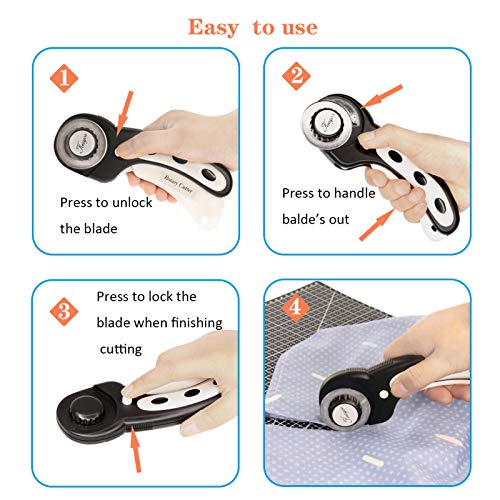 KEAYOO 45mm Rotary Cutter Quilting Kit,Quilting Supplies,A3 Cutting Mat Set of 6 (Ruler in inches),Ideal for Crafting, Sewing, Patchworking & Knitting