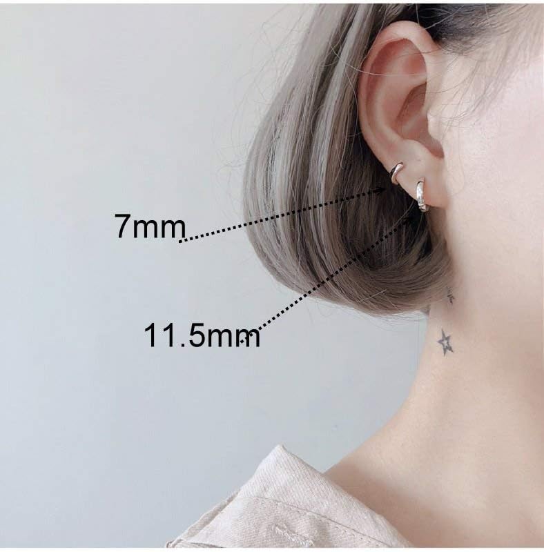Cuff Tiny Small Hoop Earrings for Women Teen Girls Cartilage Sterling Silver Dainty Minimalist Unisex Huggie Sleeper Hoops Hypoallergenic Fashion Jewelry 4 Sizes - Image 3