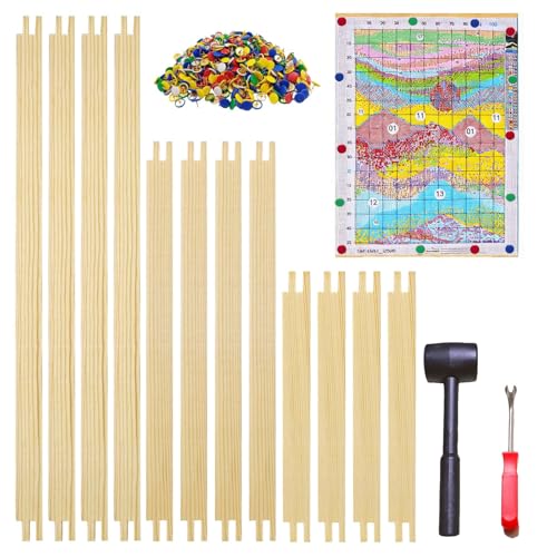 6 Sets Stretcher Bars for Needlework with 100 Tacks 1 Hammer