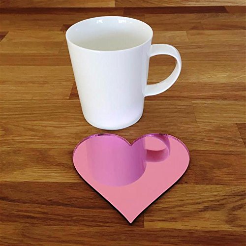 Heart Shaped Coaster Set by Super Cool Creations, Pink Mirror - Set of 8