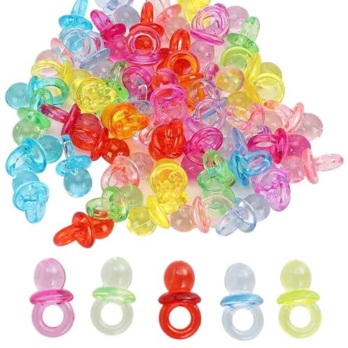 LEEQBCR 100 Piezas Mini Juego de Chupetes Decorativos, Decoraciones de Mesa de Confeti Dispersos Decorativos Favores Bautizo Baby Shower Boda Cumpleaños Fiesta Infantil, Colores Mezclados