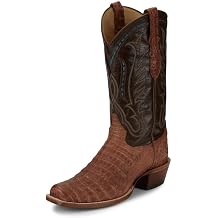 Tony Lama Men`s Tan Caiman Belly Brown Cowhide Top Tan 10 D