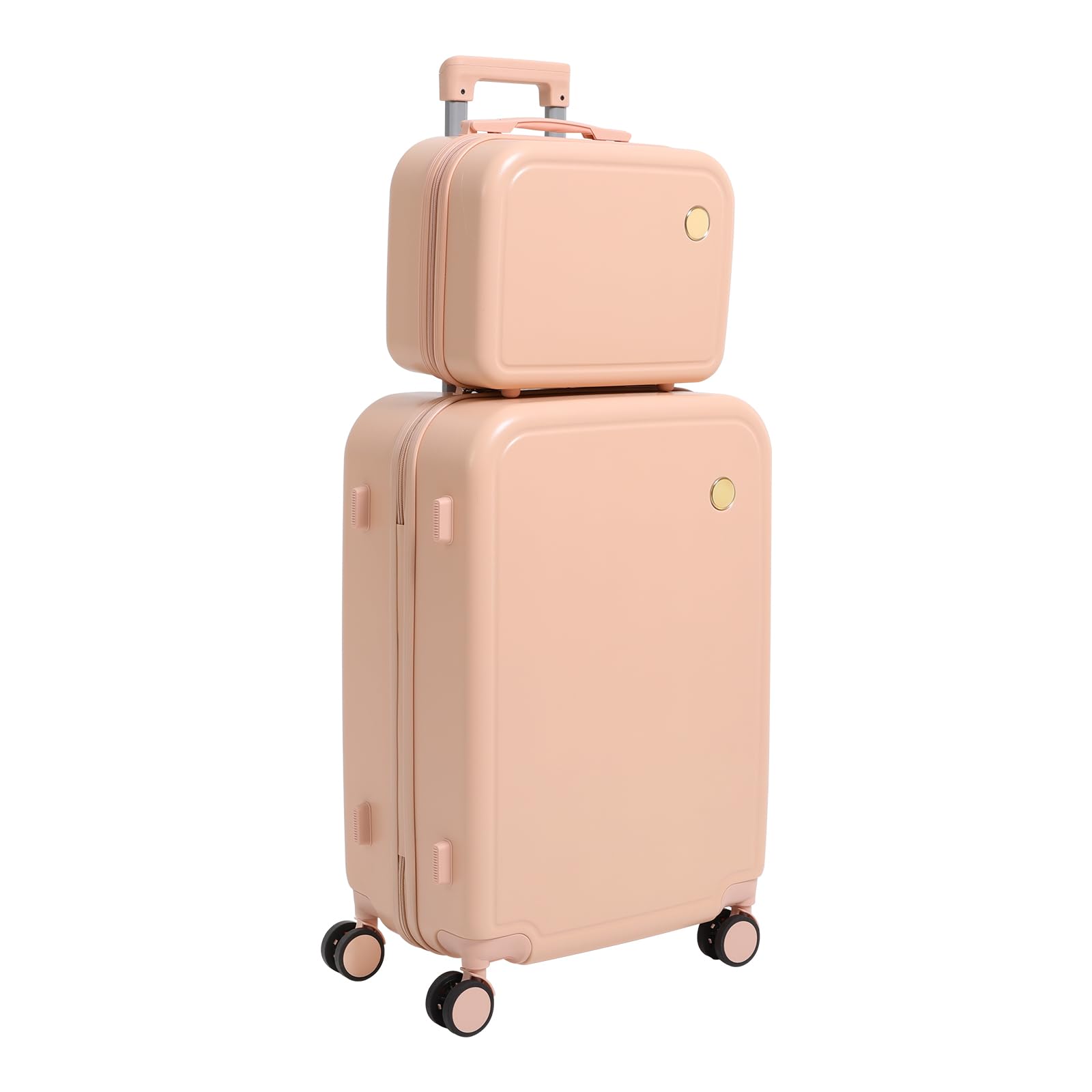 Zestaw walizek 2-częściowy, walizka z etui na kosmetyki, walizka na kółkach, bagaż podręczny 51 cm + walizka podróżna na 4 kółkach z twardą obudową, Rosa, Nowoczesny