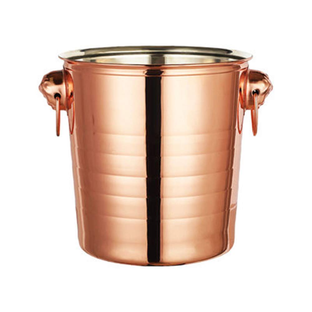 Stainless Steel Tiger Head Ice Bucket Party/Beer/Wine Champagne Ice Bucket 3L/5L/7L (Rose Gold, 5L)
