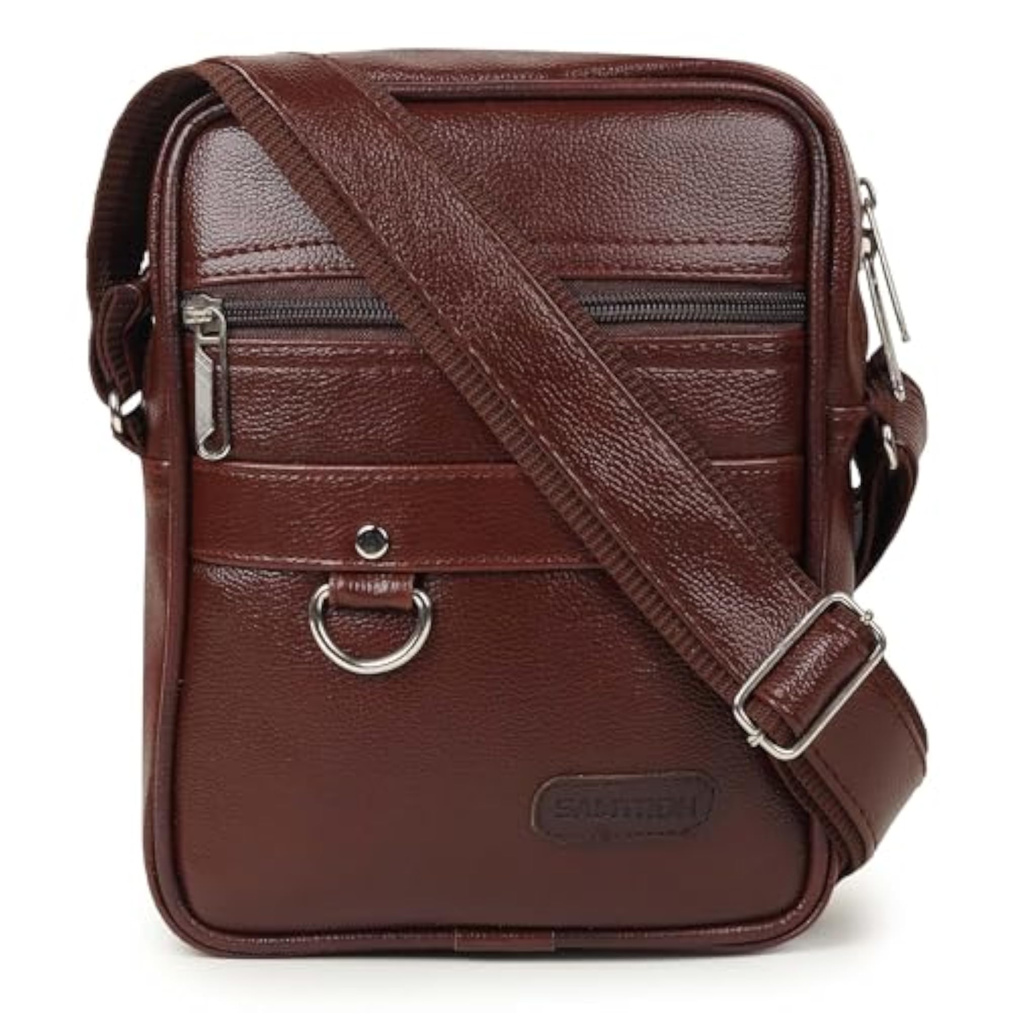 Men's Vegan Leather Small Sling Bag in Brown