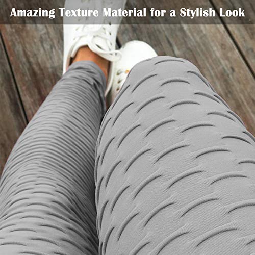 Calça legging feminina Fitnery de cintura alta texturizada para ioga, franzida e levantamento de bum