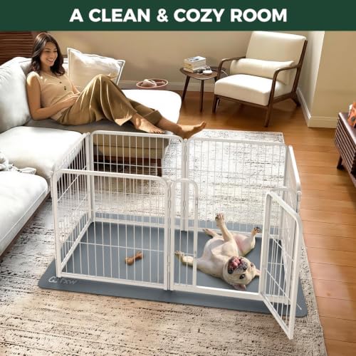 Image of FXW Homeplus Indoor Dog Playpen with Floor Protector Mat, 24 inchH 6 Panels