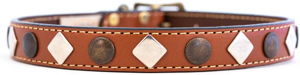 Heirloom Studded Burgundy Leather Dog Collar