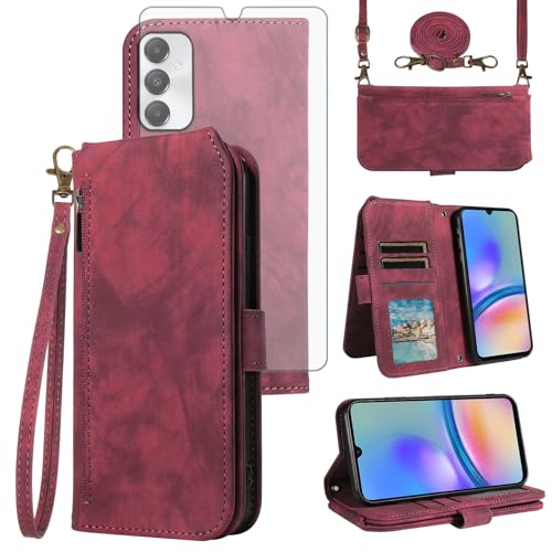 Coque portefeuille Samsung A05 zippée et verre trempé antichoc