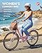 VIRIBUS Beach Cruiser Bike for Women, 26 inch Womens Bike, 7 Speed Cruiser Bikes with Rattan Basket, City Commuter Vintage Retro Step Through Bicycle for Petite Female Ladies Seniors, Pink, 330 Lb.