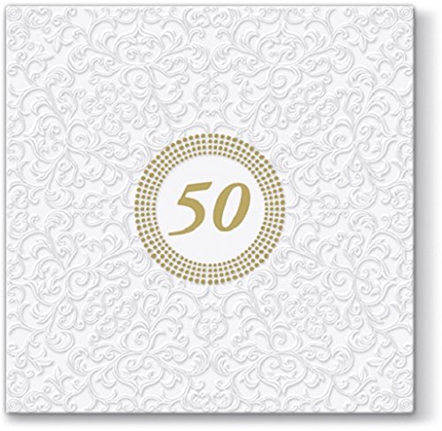 20 Tovaglioli di carta 50° anniversario Nozze d'oro motivo Floreale