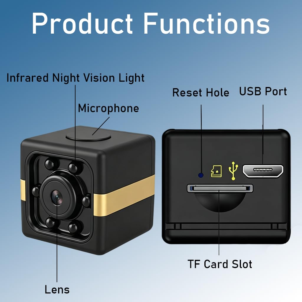 Mini Caméra Espion sans Fil 1080P, Micro Camera de Surveillance Spy Cam Discrète Invisible avec Détection de Mouvement et Vision Nocturne, Camera Cachée pour Maison, sans Internet Noir