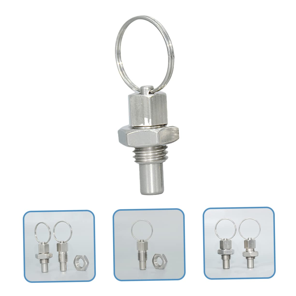 VILLCASE 16 pcs spring pull ring threaded spring plunger spring loaded plunger Stubby Hand plunger indexing pin locking indexing plunger safety pin Stainless steel spring buckle manual