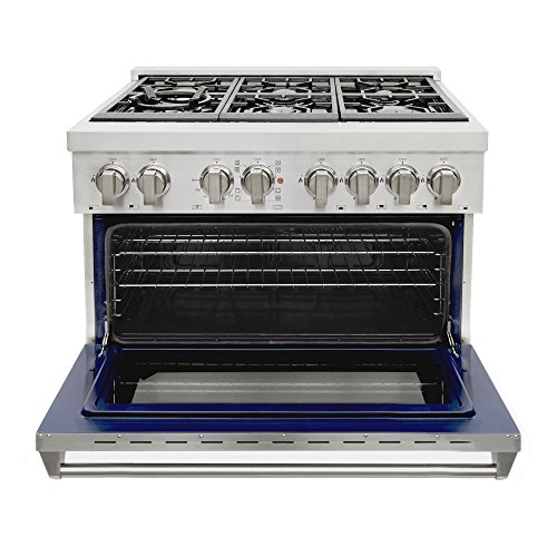 Cosmo Cos-Dfr366 Freestanding Professional Style Dual Fuel Range With 4.5 Cu. Ft. Electric Convection Oven, 6 Italian Made Burners, Cast Iron Grates, In Stainless Steel, 36 Inch #TOP1