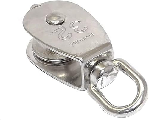 Bloque de polea individual de 1-1/4 pulgadas, acero inoxidable 316, elevación giratoria de rueda de bloque de polea