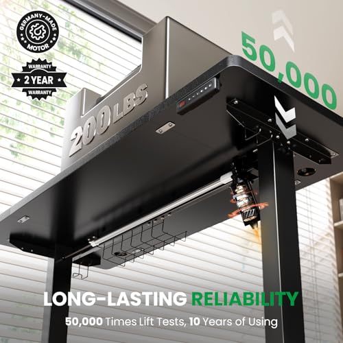 SIAGO Electric Standing Desk Adjustable - 48 x 24 Inch Sit Stand up Desk with Cable Management - 3 Memory Preset Adjustable Height Table