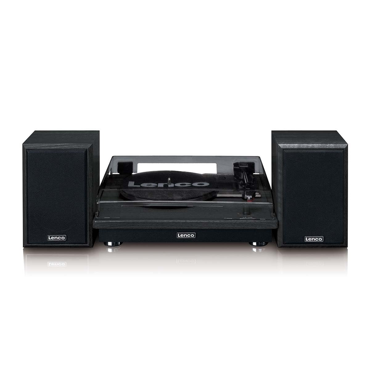 Lenco LS-100 Tourne-Disque avec Enceintes - Bluetooth® 5.3-33 45 78 Tours - Entraînement par Courroie - Arrêt Automatique - Noir
