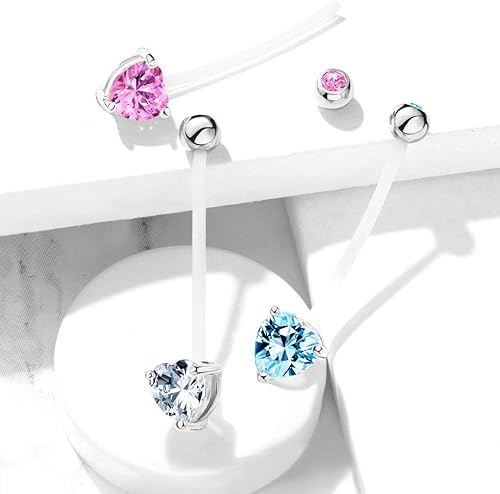 Miniatura 3 de Pierced Owl - Juego de doble punta de joyería con forma de corazón, cristal para embarazo, para embarazo, ombligo