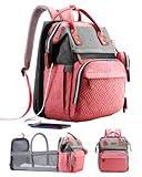 ISMGN Diaper Bag Backpack with Changing Station, Large Diaper Bag, Baby Bag, Multifunctional Diaper Bag, Pinkgray