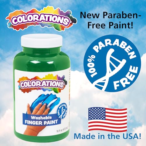 image for Colorations CWFGR Washable Finger Paints, 16 fl oz, Green, Non-Toxic, 