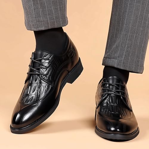 Men’s Low Heel Derby Dress Oxford Shoes, Round Toe Lace-up Classic Formal Oxfords Leather Dress Shoes for Business Wedding2