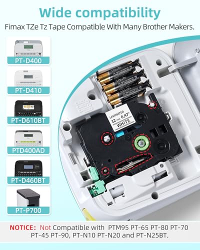Tze-231 Label Tape Cassette 12mm 0.47 White Schriftband kompatibel mit Brother P-touch Bänder 12mm Weiß Tze Tz231 Laminated Tape für Brother Beschriftungsgerät P touch E110 H100 H105 H107B D410 D210