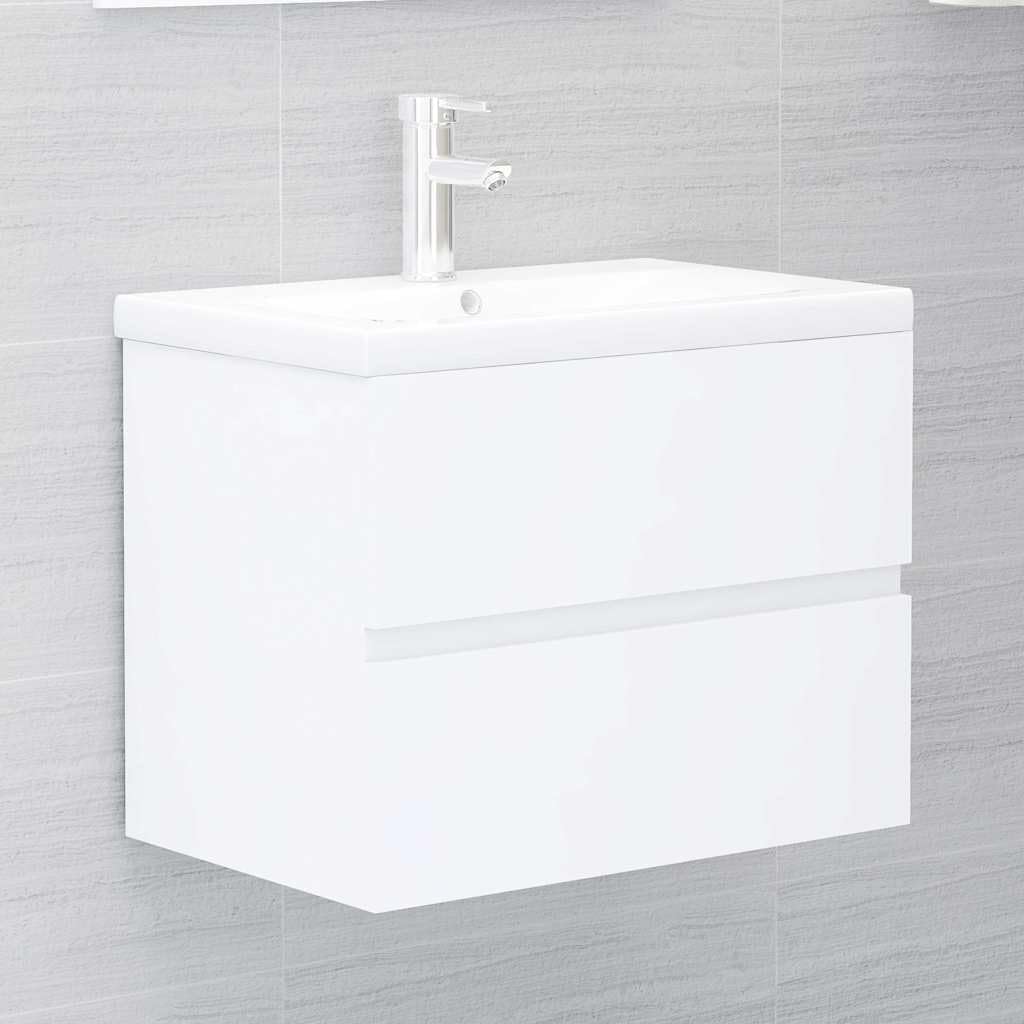 Armario para debajo del lavabo de madera blanco 60 x 38,5 x 45 cm con cajón, espacio de almacenamiento para baño, adecuado para montaje en pared, espacio de almacenamiento adicional, diseño