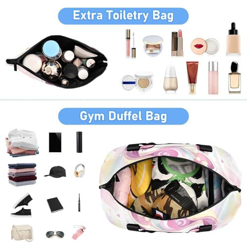 Cute Cartoon unicorns Colorful Gym Duffel Bag Weekender Overnight Bag with Adjustable Strap for Travel Waterproof4