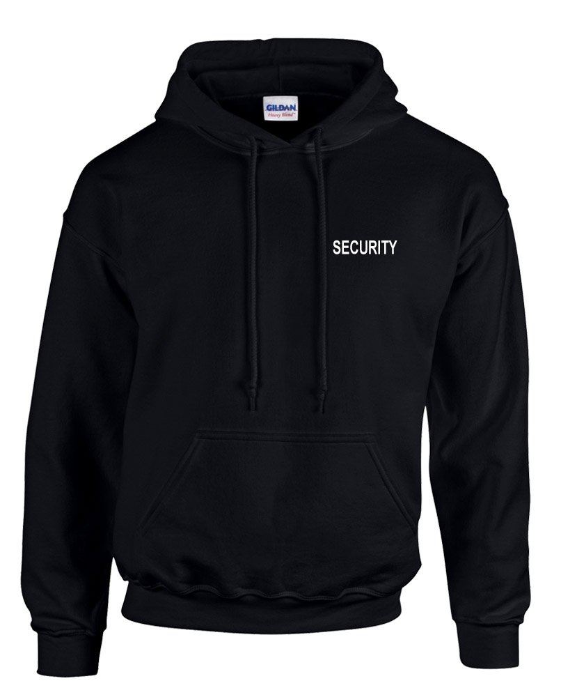Security' Embroidered & Printed Doorman Bouncer Classic Black Hoodie Hooded Sweatshirt