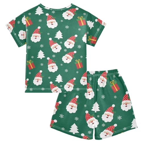 Pajama Short Sets Santa Claus Trees Soft Cotton Summer Sleepwear 2 Piece PJS Size 5-14T2