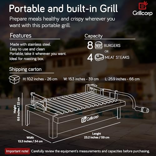 Asador Argentino Mediano con Sistema Elevable Acero Inoxidable miniatura 6