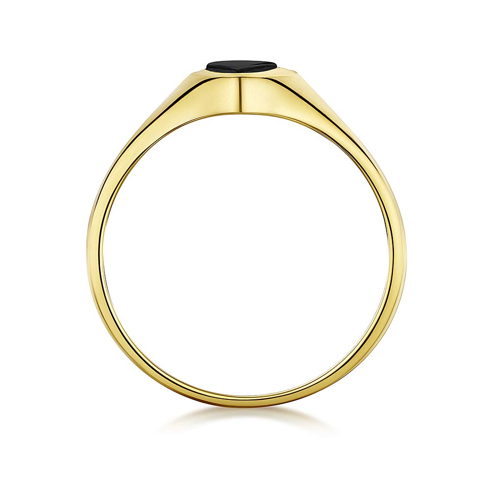 Theia Sortija de Sello para Damas en Oro Amarillo, 9K, Forma de Corazón, Montada con Piedra Hematita, Jade, Lapis Gris de 5x5mm
