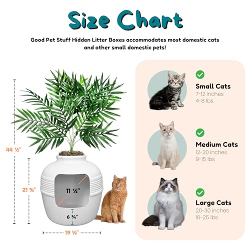 Image of Good Pet Stuff, The Original Hidden Litter Box, Artificial Plants & Enclosed Cat Planter Litter Box, Vented & Odor Filter, Easy to Clean, White Birch