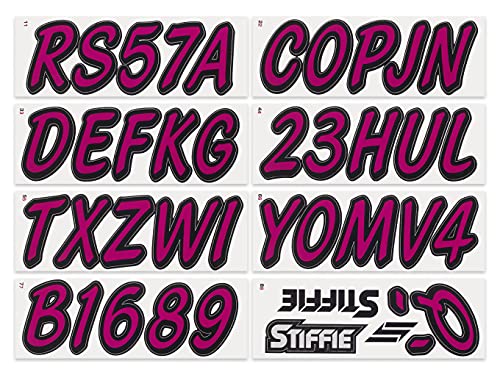 Image of STIFFIE Whipline Solid Wine /Black 3 inch Alpha-Numeric Registration Identification Numbers Stickers Decals for Boats & Personal Watercraft
