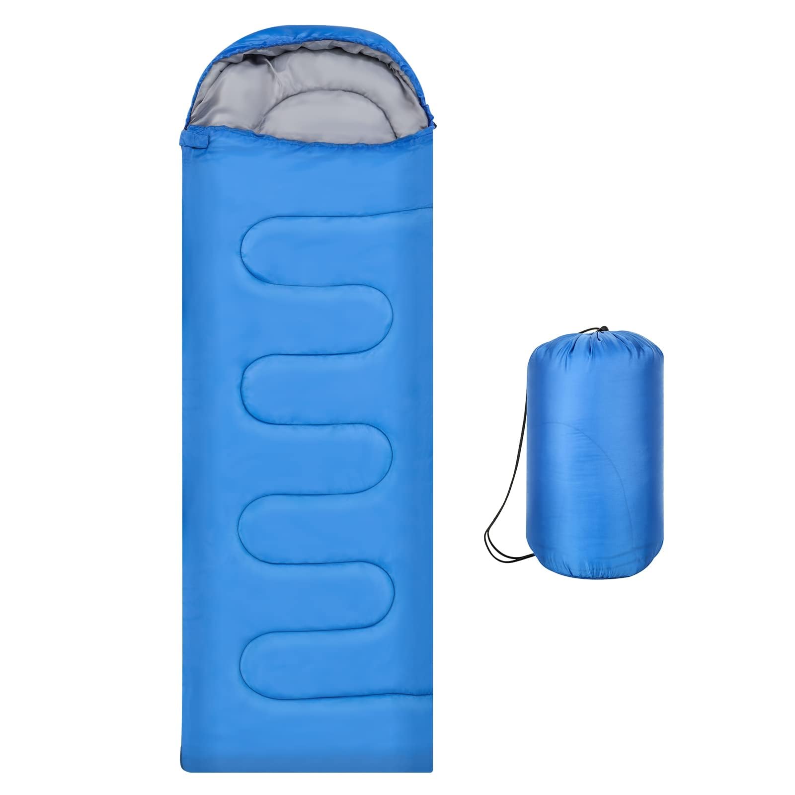 Holdfiturn Sleeping Bags for Adults, Backpacking Lightweight Waterproof Single Sleeping Bag, Rectangular Envelope Sleeping Bag, 3 Seasons of Camping Hiking and Outdoors for Adults & Kids Blue