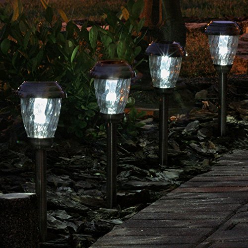 Smart Solar 3426WRM6-HP Charleston 6-Pack Solar Lights, Heritage Pewter, Stainless Steel, with Electroplated Pewter Finish and Real Glass Shade and Energy Saving White LED in Each Light - Thumbnail 3