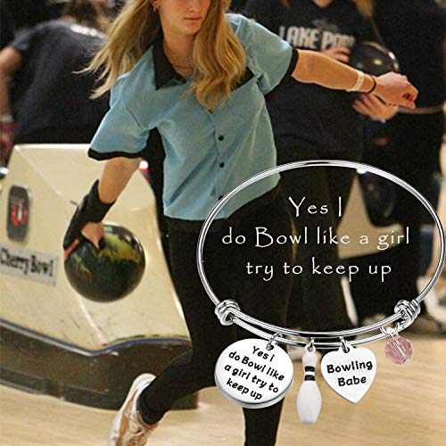 MAOFAED Bowling Ball Lover Gift Bowling Pin Charm Bracelet Bowling Coach Jewelry Bowling Gift for Bowling Players3