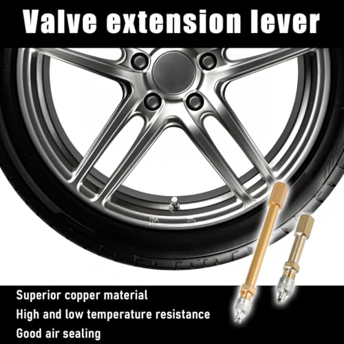 Image of 2 PCS Brass Auto Tire Valve Extension Adaptor, 50mm /1.97 inch Long Brass Auto Tire Repair Tools, Air Tyre Stem Extender Inflation Straight Bore for RV Truck, Car Accessories (50mm & 100mm)