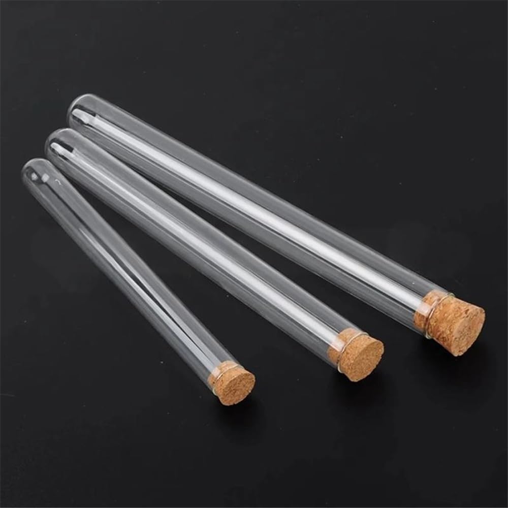 Tubo de ensayo de vidrio de laboratorio con fondo redondo y tapón de corcho, diámetro exterior de 12 mm a 30 mm.(30x150mm 20pcs)