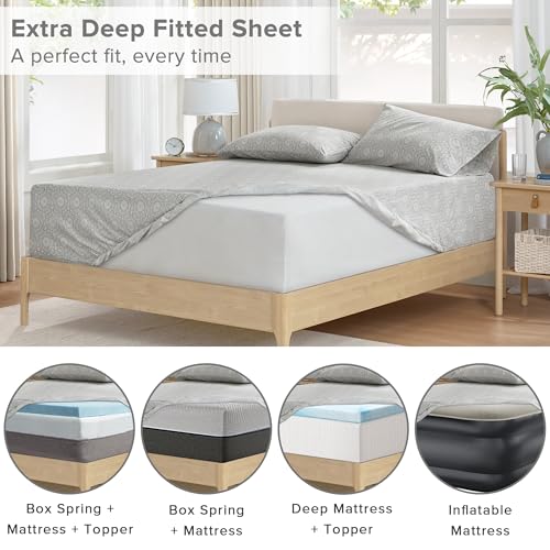 Image of Comfort Spaces 100% Cotton Percale Sheets King Extra Deep Pocket 4 Piece
