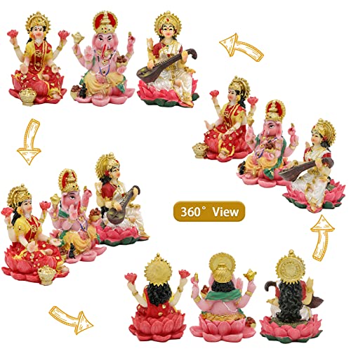 Estatuas Laxmi Ganesha Saraswati 2.5 in para Auto miniatura 5