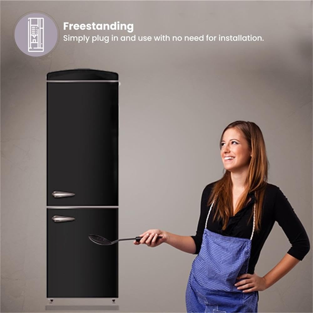 Pemberly Row 10.7 cu. ft. Bottom Mount Retro Refrigerator in Red on Fridge.com