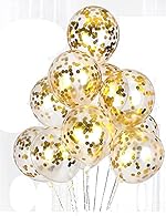 Crackles HD Pre Filled Confetti Balloons for Party Decorations Toy Balloons for Birthday Anniversary Baby Shower Bachelorette Party Decoration (Pack of 10) (Gold Confetti), Large (P-GCONFETTI-30-IP)